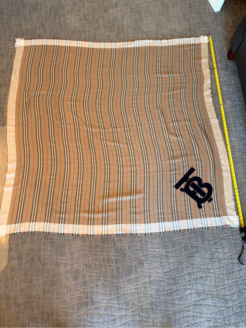 Burberry Beige Stripe Monogram Scarf - Picture 7 of 7